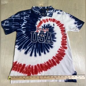 Polo by Ralph Lauren Kids Tie-Dye USA Polo Shirt - Red, Blue, White